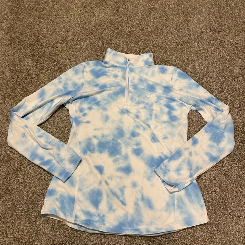 Rhoback Q Zip Performance Pullover S Tie Dye Blue… - image 1